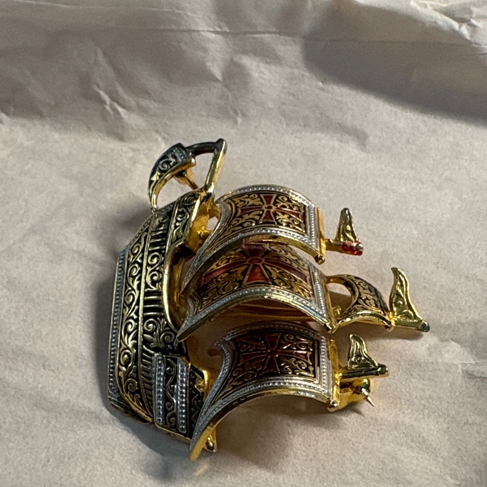 Vintage Spanish Damascene Brooch - Picture 6 of 9